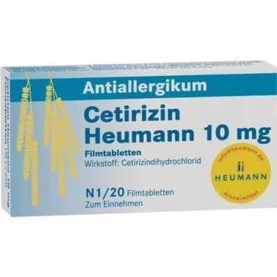 CETIRIZIN Heumann 10 mg filmdrasjerte tabletter, 20 stk CETIRIZIN Heumann 10 mg filmdrasjerte tabletter, 20 stk
