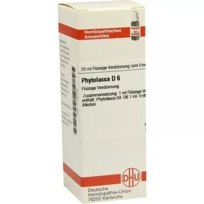 PHYTOLACCA D6 Fortynning, 20 ml PHYTOLACCA D6 Fortynning, 20 ml