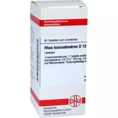 RHUS TOXICODENDRON D 12 tabletter, 80 stk RHUS TOXICODENDRON D 12 tabletter, 80 stk