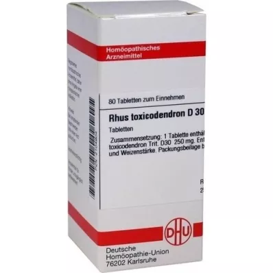 RHUS TOXICODENDRON D 30 tabletter, 80 stk RHUS TOXICODENDRON D 30 tabletter, 80 stk