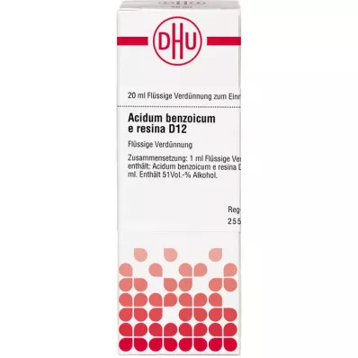 ACIDUM BENZOICUM E Resina D 12 Fortynning, 20 ml