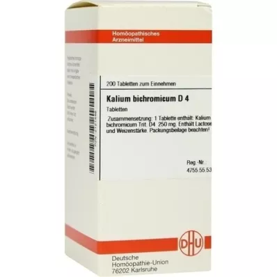 KALIUM BICHROMICUM D 4 tabletter, 200 stk KALIUM BICHROMICUM D 4 tabletter, 200 stk