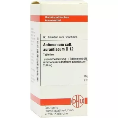 ANTIMONIUM SULFURATUM aurantiacum D 12 tabletter, 80 stk ANTIMONIUM SULFURATUM aurantiacum D 12 tabletter, 80 stk