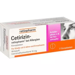 CETIRIZIN-ratiopharm for allergier 10 mg filmtablett, 7 stk