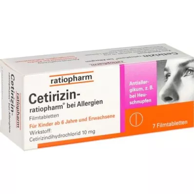 CETIRIZIN-ratiopharm for allergier 10 mg filmtablett, 7 stk CETIRIZIN-ratiopharm for allergier 10 mg filmtablett, 7 stk