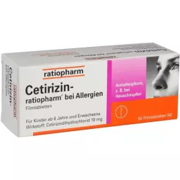 CETIRIZIN-ratiopharm for allergier 10 mg filmtablett, 50 stk