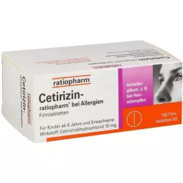 CETIRIZIN-ratiopharm for allergier 10 mg filmtablett, 100 stk