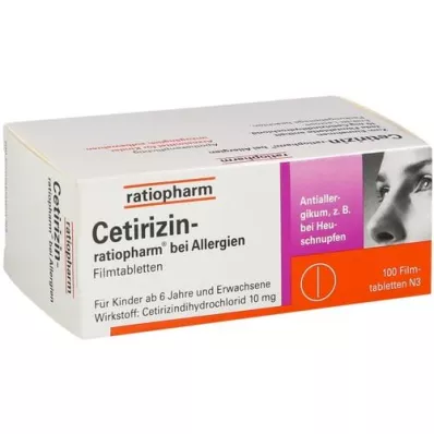 CETIRIZIN-ratiopharm for allergier 10 mg filmtablett, 100 stk CETIRIZIN-ratiopharm for allergier 10 mg filmtablett, 100 stk