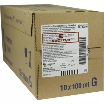 KOCHSALZLÖSUNG 0,9 % glassflaske Fresenius, 10X100 ml KOCHSALZLÖSUNG 0,9 % glassflaske Fresenius, 10X100 ml
