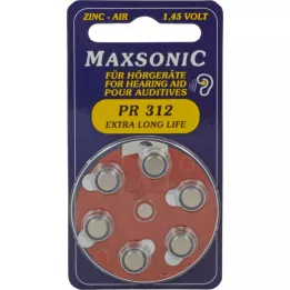 BATTERIEN f. Høreapparater Maxsonic PR312, 6 stk