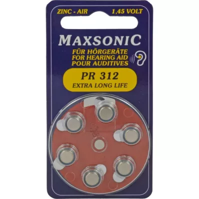 BATTERIEN f. Høreapparater Maxsonic PR312, 6 stk BATTERIEN f. Høreapparater Maxsonic PR312, 6 stk