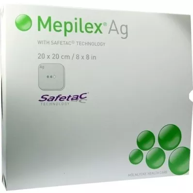 MEPILEX Ag skumbandasje 20x20 cm steril, 5 stk MEPILEX Ag skumbandasje 20x20 cm steril, 5 stk
