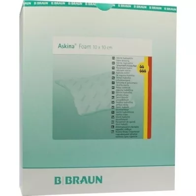ASKINA Hyd.sårbandasje med skum 10x10 cm steril non-stick, 10 stk ASKINA Hyd.sårbandasje med skum 10x10 cm steril non-stick, 10 stk