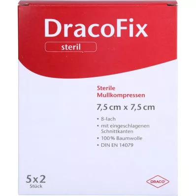 DRACOFIX PEEL Komprimerer 7,5x7,5 cm steril 8 ganger, 5X2 stk DRACOFIX PEEL Komprimerer 7,5x7,5 cm steril 8 ganger, 5X2 stk