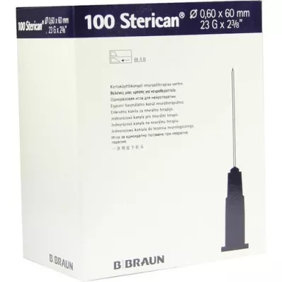 STERICAN Kanyler 23 Gx2 2/5 0,6x60 mm, 100 stykker STERICAN Kanyler 23 Gx2 2/5 0,6x60 mm, 100 stykker