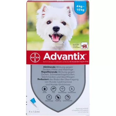 ADVANTIX Spot-on Lsg.z.Auftr.a.d.H.f. Hund 4-10 kg, 4 stk ADVANTIX Spot-on Lsg.z.Auftr.a.d.H.f. Hund 4-10 kg, 4 stk