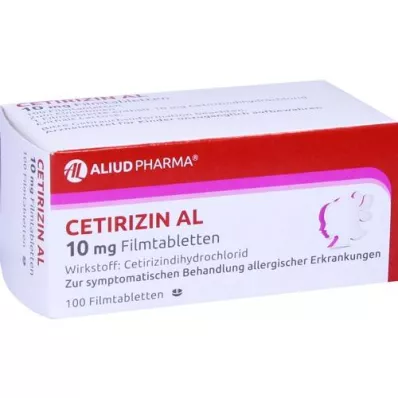 CETIRIZIN AL 10 mg filmdrasjerte tabletter, 100 stk CETIRIZIN AL 10 mg filmdrasjerte tabletter, 100 stk