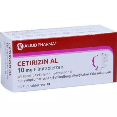 CETIRIZIN AL 10 mg filmdrasjerte tabletter, 50 stk CETIRIZIN AL 10 mg filmdrasjerte tabletter, 50 stk