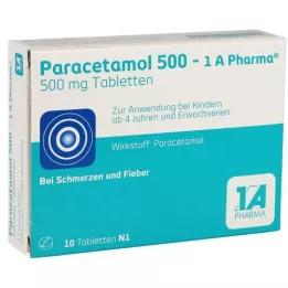 PARACETAMOL 500-1A Pharma tabletter, 10 stk