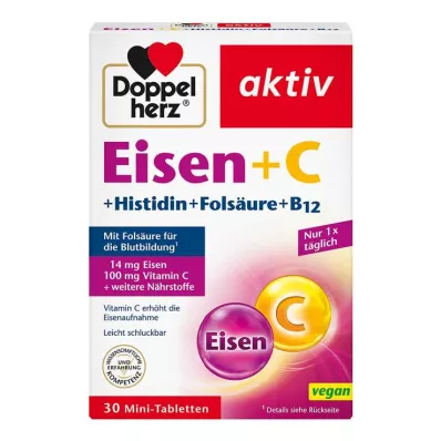DOPPELHERZ Jern+Vit.C+L-Histidin tabletter, 30 stk DOPPELHERZ Jern+Vit.C+L-Histidin tabletter, 30 stk
