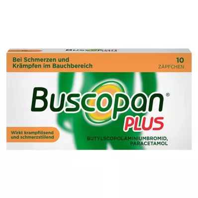 BUSCOPAN pluss 10 mg/800 mg stikkpiller, 10 stk