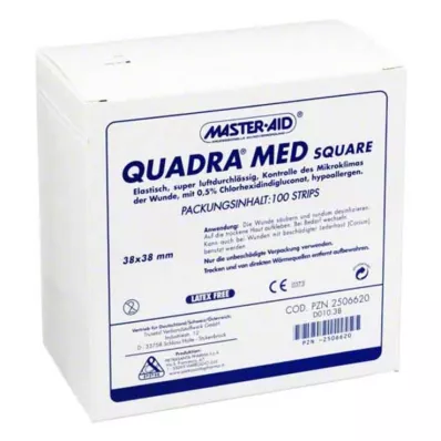 QUADRA MED kvadratiske 38x38 mm strips Master Aid, 100 stk