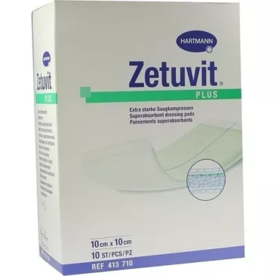 ZETUVIT Plus ekstra sterk absorberende kompress, steril 10x10 cm, 10 stk