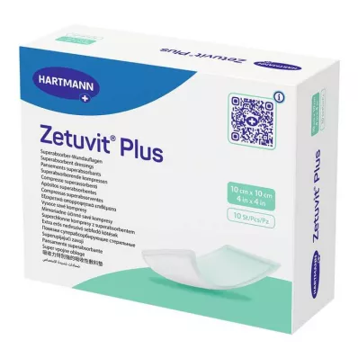 ZETUVIT Plus ekstra sterk absorberende kompress, steril 10x10 cm, 10 stk