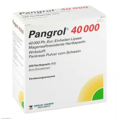 PANGROL 40 000 harde kapsler med enterisk belagt pell, 200 stk PANGROL 40 000 harde kapsler med enterisk belagt pell, 200 stk