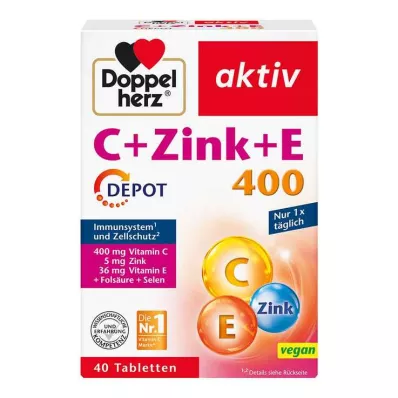 DOPPELHERZ C+Zink+E depottabletter, 40 stk DOPPELHERZ C+Zink+E depottabletter, 40 stk
