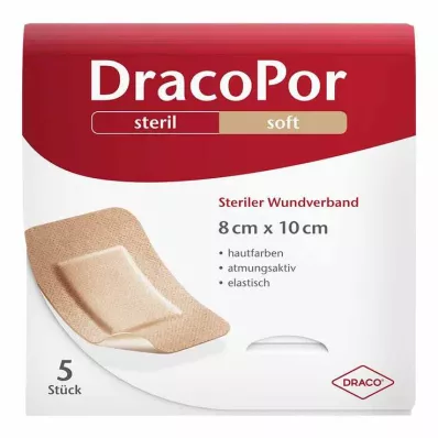 DRACOPOR Sårbandasje 8x10 cm steril hudfarget, 5 stk DRACOPOR Sårbandasje 8x10 cm steril hudfarget, 5 stk