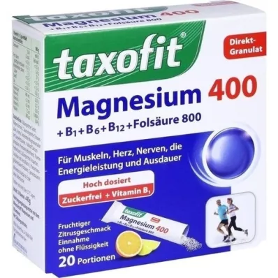 TAXOFIT Magnesium 400+B1+B6+B12+Folsyre 800 gran, 20 stk