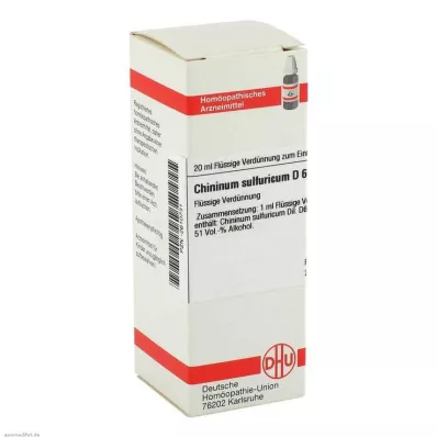 CHININUM SULFURICUM D 6 Fortynning, 20 ml CHININUM SULFURICUM D 6 Fortynning, 20 ml