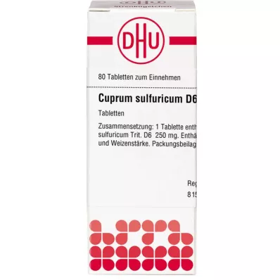 CUPRUM SULFURICUM D 6 tabletter, 80 stk