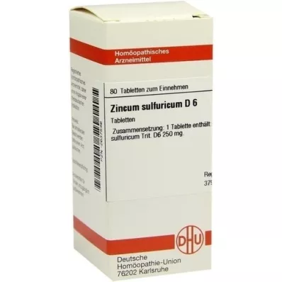 ZINCUM SULFURICUM D 6 tabletter, 80 stk