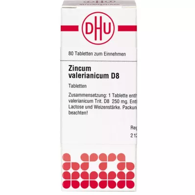 ZINCUM VALERIANICUM D 8 tabletter, 80 stk
