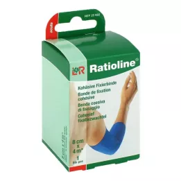RATIOLINE akutt fikseringsbandasje kohesiv 8 cmx4 m blå, 1 stk