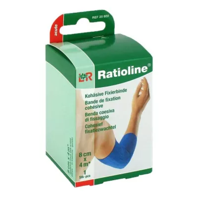 RATIOLINE akutt fikseringsbandasje kohesiv 8 cmx4 m blå, 1 stk RATIOLINE akutt fikseringsbandasje kohesiv 8 cmx4 m blå, 1 stk