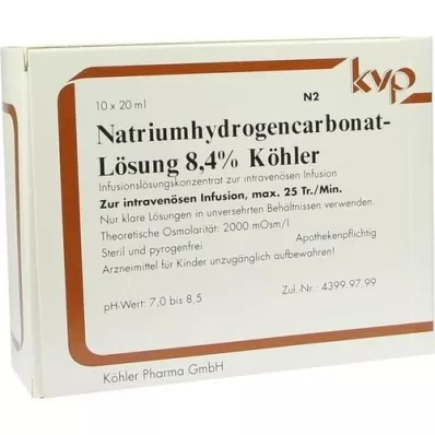 NATRIUMHYDROGENCARBONAT-Løsning 8,4 % Köhler, 10X20 ml