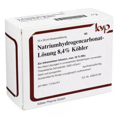 NATRIUMHYDROGENCARBONAT-Løsning 8,4 % Köhler, 10X20 ml NATRIUMHYDROGENCARBONAT-Løsning 8,4 % Köhler, 10X20 ml