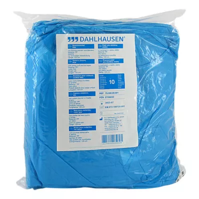 BESUCHERKITTEL med strikket mansjett til å binde 120x144 cm blå, 10 stk BESUCHERKITTEL med strikket mansjett til å binde 120x144 cm blå, 10 stk