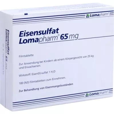 EISENSULFAT Lomapharm 65 mg belagt tablett, 100 stk