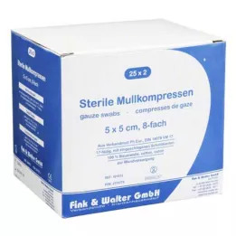 MULLKOMPRESSEN 5x5 cm sterilt 8x, 25X2 St