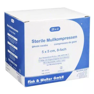 MULLKOMPRESSEN 5x5 cm sterilt 8x, 25X2 St