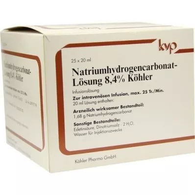 NATRIUMHYDROGENCARBONAT-Oppløsning 8,4 % Köhler, 25X20 ml