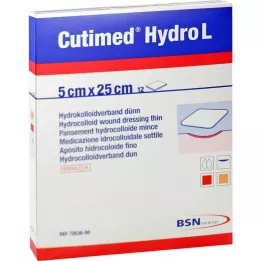 CUTIMED Hydro L Hydrokolloid bandasje tynn 5x25 cm, 12 stk