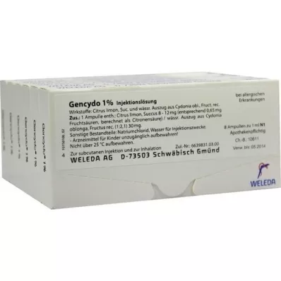 GENCYDO 1 % injeksjonsvæske, oppløsning, 48X1 ml