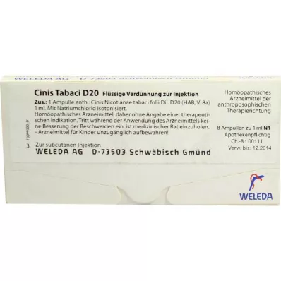 CINIS TABACI D 20 Ampuller, 8X1 ml CINIS TABACI D 20 Ampuller, 8X1 ml