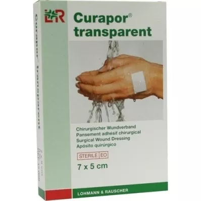 CURAPOR Steril transparent sårbandasje 5x7 cm, 5 stk