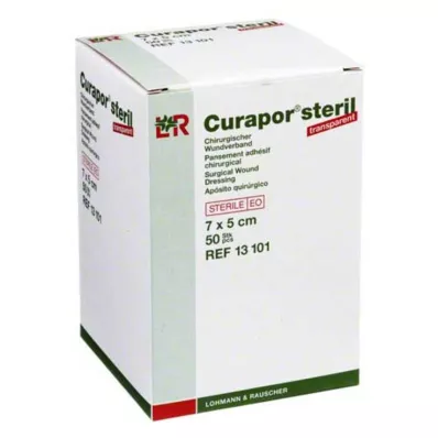 CURAPOR Sårbandasje steril transparent 5x7 cm, 50 stk